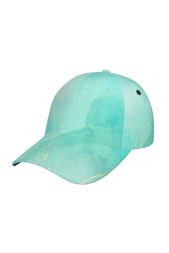 Cyan Mint Marble Pattern Mens Baseball Cap Adjustable Curved Brim Hat, Soft Cotton Sports Cap for Outdoor, Casual, and Everyday Wear, Comfortable & Breathable