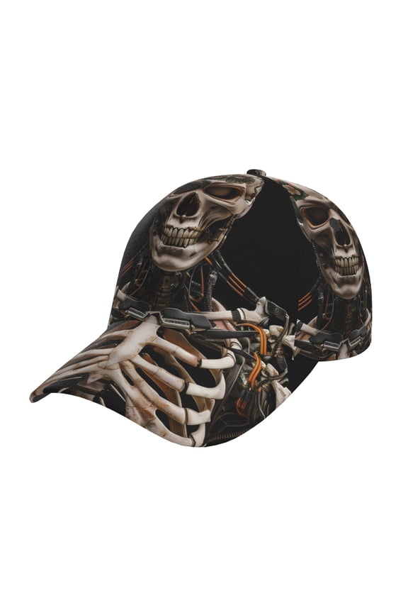 Cyber Skeleton With Tattoos Pattern Mens Baseball Cap Adjustable Curved Brim Hat, Soft Cotton Sports Cap for Outdoor, Casual, and Everyday Wear, Comfortable & Breathable