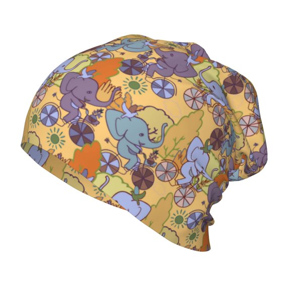 Rateoe Cycling Elephant On Bicycle In Park Kids Beanie Warm Knit Beanie Hats Boys Girls Winter Hat Soft Slouchy Hats for Kids