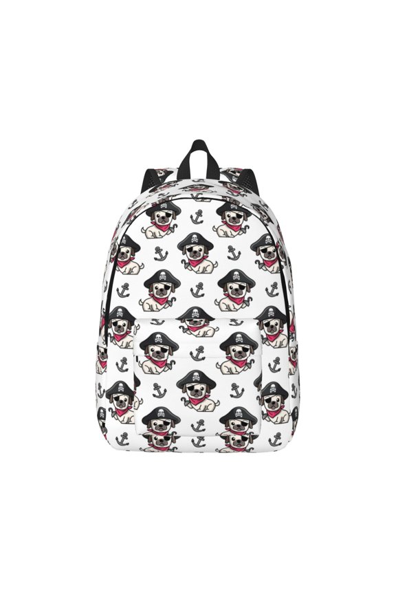 DOG IS WEARING PIRATE COSTUME Pattern Canvas College Laptop Backpack,Travel Daypack,Durable Rucksack Travel Notebook Bag School Backpack Book Bag for Men Women-Medium