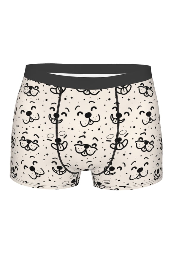 DOGS FACE Mens Boxer Briefs Poly Spandex Performance Boxer Briefs Underwear Hem Boxer Briefs - Small