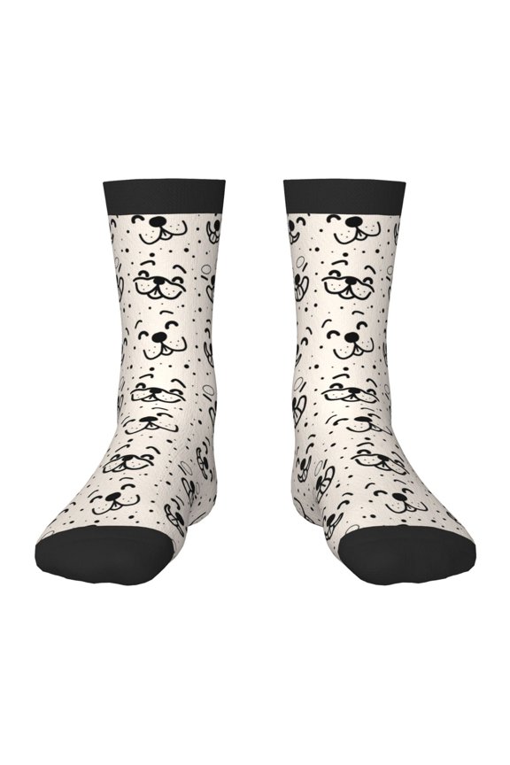 DOGS FACE Pattern Children's Socks, Socks Gifts ,kids Crew Soft Cotton Socks , Moisture-Wicking, Durable, Ideal for Daily Wear & Sports