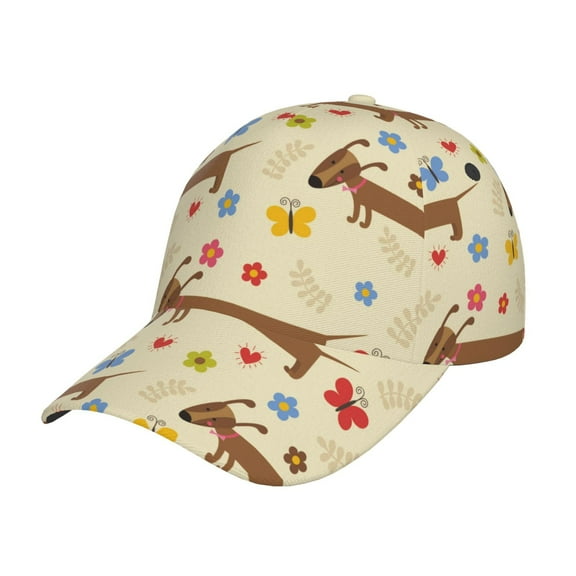 Rateoe Dachshund Dog And Flower Pattern Men’s Baseball Cap – Adjustable Curved Brim Hat, Soft Cotton Sports Cap for Outdoor, Casual, and Everyday Wear, Comfortable & Breathable