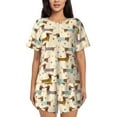 thumbnail image 1 of Rateoe Dachshund Dog Pattern Women's Short-Sleeved Pajama Set - 2 Piece Soft and Lightweight Sleepwear Set-Small, 1 of 7