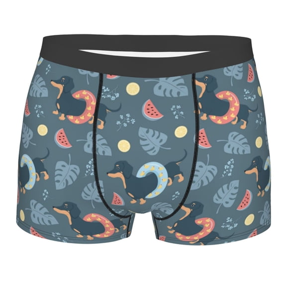 Rateoe Dachshund Dog Puppy Mens Boxer Briefs Poly Spandex Performance Boxer Briefs Underwear Hem Boxer Briefs - Large