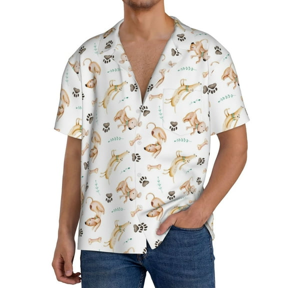 Rateoe Dachshund Dog Puppy Print Mens Front Pocket Hawaiian Shirts Casual Shirts Short Sleeve Button Down Beach Tropical Shirts-X-Large
