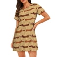 thumbnail image 1 of Rateoe Dachshund Dog Puppy Print Women’s Nightdress – Cozy Cotton Short-sleeved Sleep Shirt, Loose-Fit Sleepwear, Perfect for Relaxing and Sleeping, 1 of 6