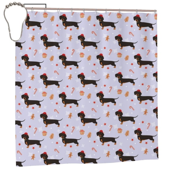Rateoe Dachshund Dog Shower Curtain - Fancy Bathroom Shower Curtain Sets - Waterproof Shower Curtain with Hooks with 12 Plastic Hooks 72x72 Inches