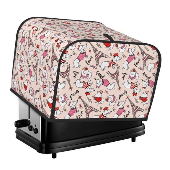 Rateoe Dachshund And Eiffel Tower Pattern Toaster Covers 4 Slice Wide Slot,Bread Machine Cover,Bread Dust Cover & Fingerprint Protection,Appliance Covers