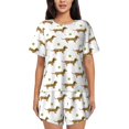 thumbnail image 1 of Rateoe Dachshund Going To Play Tennis Pattern Women's Short-Sleeved Pajama Set - 2 Piece Soft and Lightweight Sleepwear Set-X-Large, 1 of 7