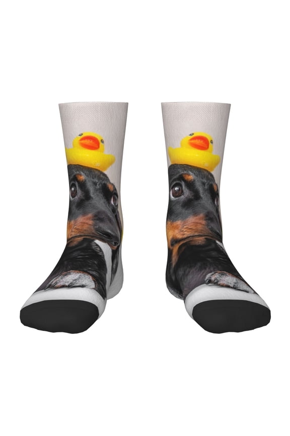 Dachshund Sitting in Bathtub Pattern Children's Socks, Socks Gifts ,kids Crew Soft Cotton Socks , Moisture-Wicking, Durable, Ideal for Daily Wear & Sports