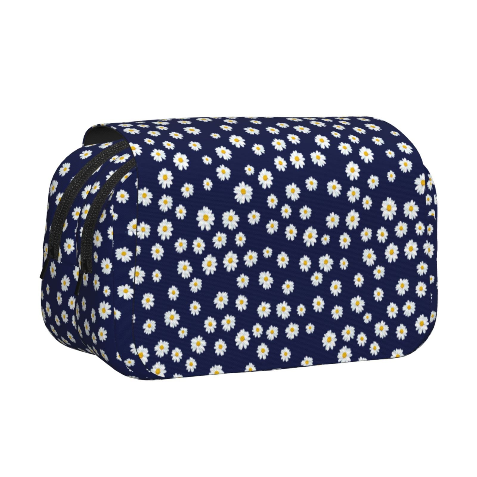 Rateoe Daisies Flowers Pattern Double Clamshell Pen Case, Storage Organizer with Two Zipper Compartments– Holds Up to 50 Pencils & Pens