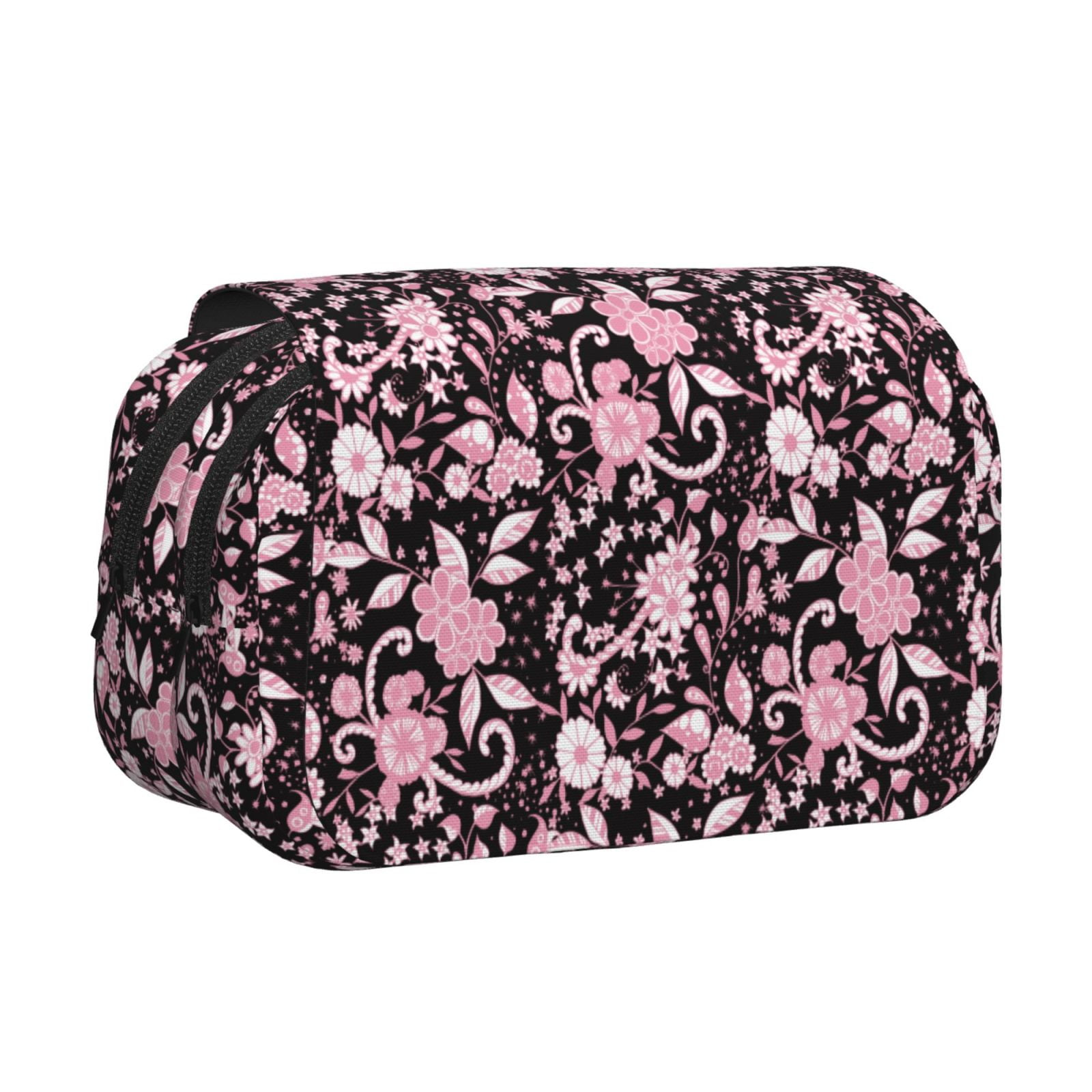Rateoe Daisies Flowers Pattern Double Clamshell Pen Case, Storage Organizer with Two Zipper Compartments– Holds Up to 50 Pencils & Pens
