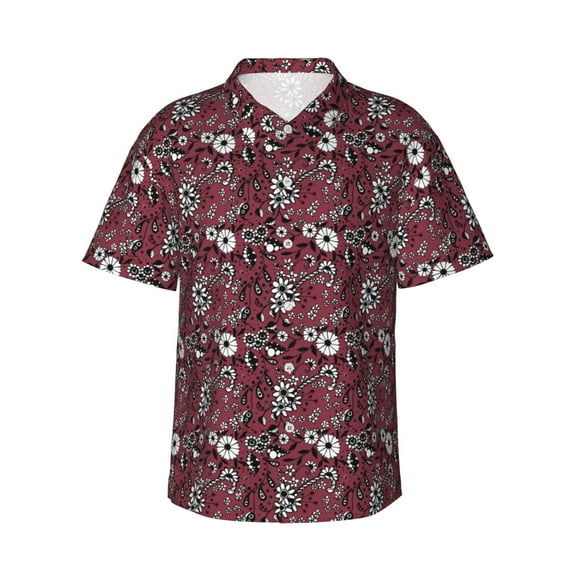 Rateoe Daisies Flowers Pattern Men’s Hawaiian Shirt – Short Sleeve Button-Down Tropical Beach Shirt, Lightweight & Breathable Casual Aloha Shirt with Pocket,3X-Large