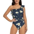 thumbnail image 1 of Rateoe Daisies Flowers Pattern Women One Piece Swimsuits Tummy Control One Shoulder Bathing Suits Ruffle Swimwear-XX-Large, 1 of 6