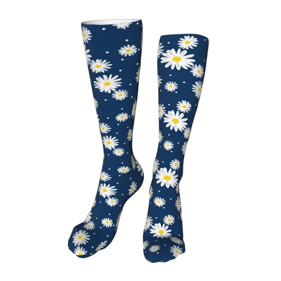 Rateoe Daisies Flowers print Women's Men's Novelty 20in Crew Socks Cotton Socks Knee High Socks for Walking,Running,Nurses,Pregnancy-One Size