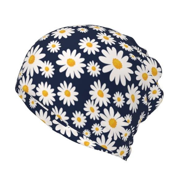 Rateoe Daisy Floral Cotton Slouchy Beanie Hat for Men/Women,Lightweight Oversize Large Thin Skull Cap Night Sleeping Cap
