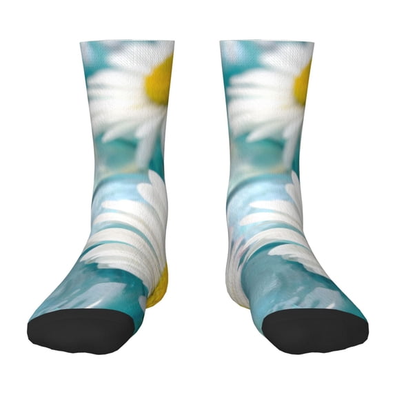 Rateoe Daisy Flowers Pattern Children's Socks, Socks Gifts ,kids Crew Soft Cotton Socks , Moisture-Wicking, Durable, Ideal for Daily Wear & Sports