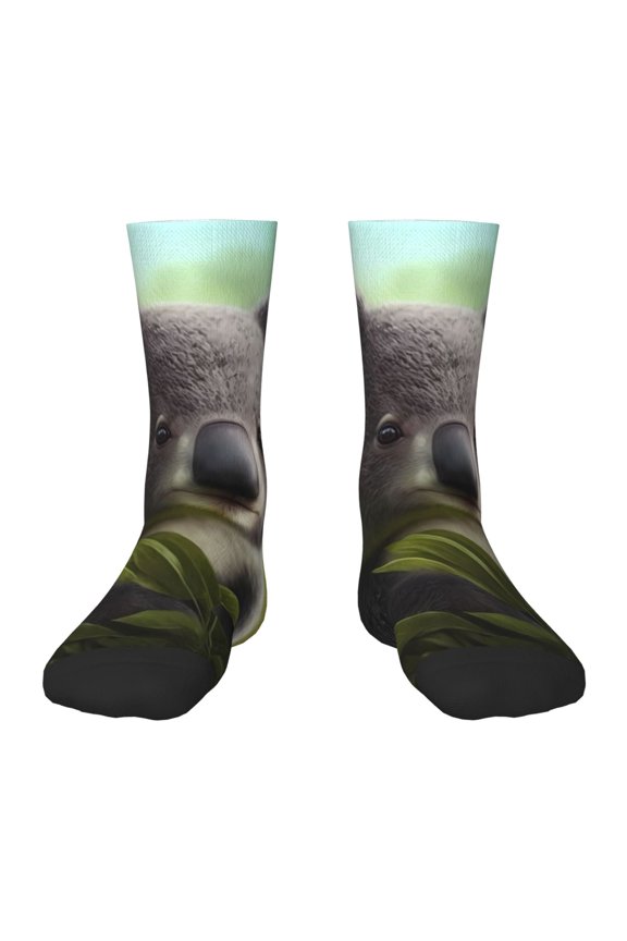 Daisy Koala Pattern Children's Socks, Socks Gifts ,kids Crew Soft Cotton Socks , Moisture-Wicking, Durable, Ideal for Daily Wear & Sports