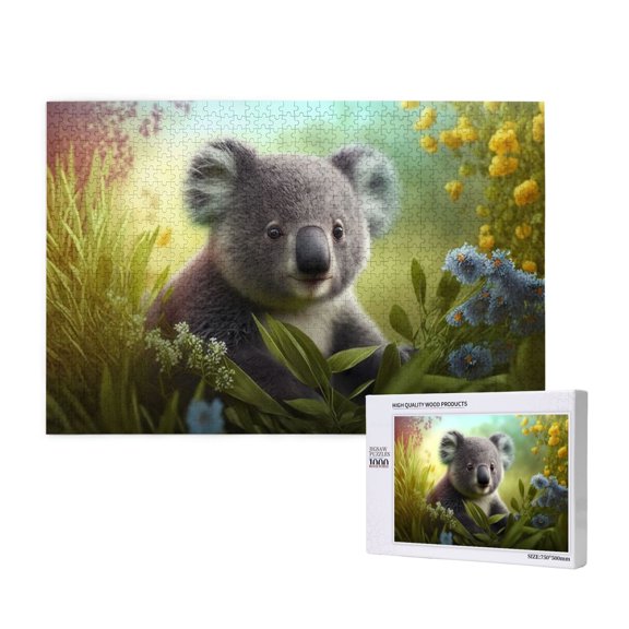 Rateoe Daisy Koala Pattern Wooden Picture Puzzle ,1000 Piece Jigsaw Puzzle ,Family Fun Puzzle, Home Décor Puzzle, Gift Puzzle(Horizontal style)