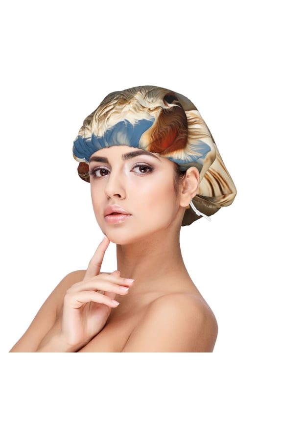 Daisy Meadow Cow Pattern Silk Satin Hair Bonnet for Sleeping, Adjustable Sleep Cap Turban for Women , Curly Straight Hair Long Large Braid