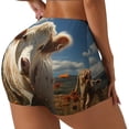 thumbnail image 1 of Rateoe Daisy Meadow Cow Printed Power Workout Shorts for Women Tummy Control Squat Proof Ribbed Thick Seamless Scrunch Active Short-Medium, 1 of 8