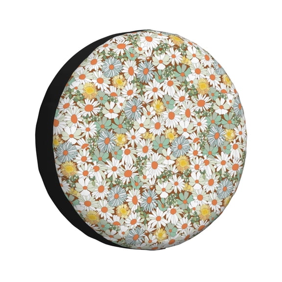 Rateoe Daisy Pattern Tire Cover Wheel Protectors Weatherproof Wheel Covers Universal Fit for Trailer Rv SUV Truck Camper Travel Trailers Accessories-14 inch