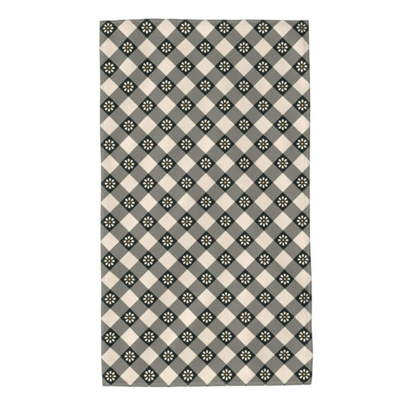 Rateoe Daisy Plaid Black Pattern Microfiber Towel, Beach Towel, Pool Towel, Quick-dry Travel Towel, Soft and Plush towel, Absorbent Towel-27.5x16 Inch