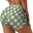 thumbnail image 1 of Rateoe Daisy Plaid Green Printed Power Workout Shorts for Women Tummy Control Squat Proof Ribbed Thick Seamless Scrunch Active Short-Medium, 1 of 8
