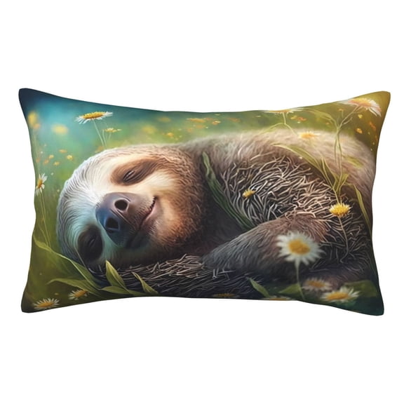 Rateoe Daisy Sleeping Sloth Pattern Decorative Pillow Case,Throw Pillow Covers,Plush Pillow Cover,Soft Pillow Case,Velvet Pillow Case-16"x24"