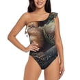 thumbnail image 1 of Rateoe Daisy Sleeping Sloth Pattern Women One Piece Swimsuits Tummy Control One Shoulder Bathing Suits Ruffle Swimwear-Medium, 1 of 6