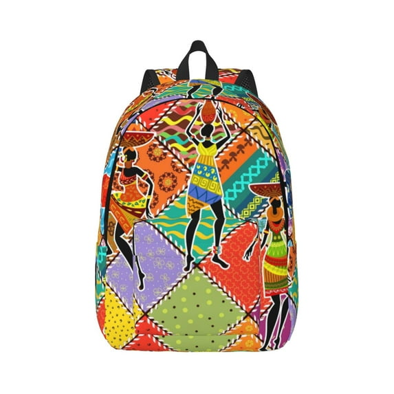 Rateoe Dancing African Womans Pattern Canvas College Laptop Backpack,Travel Daypack,Durable Rucksack Travel Notebook Bag School Backpack Book Bag for Men Women-Small
