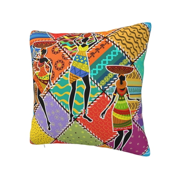 Rateoe Dancing African Womans Pattern Throw Pillow Cover Premium Pillow Stuffer Sham Square for Decorative Cushion Bed Couch Sofa(Pillow insert not included)