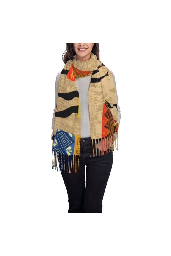Dancing African Women Women's Traditional Scarf Wrap Tassel Shawl Fringes Neck Head Shawl Retro Scarf