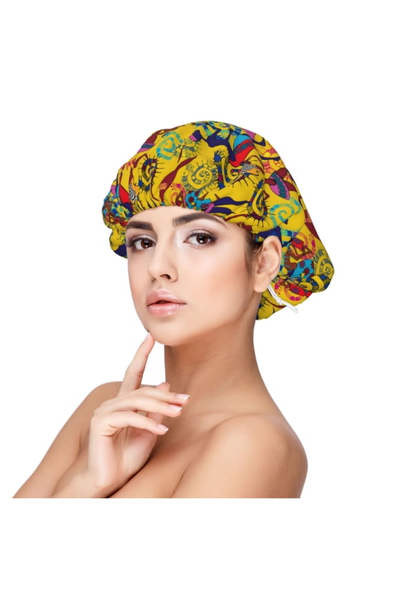 Dancing African Womens Pattern Silk Satin Hair Bonnet for Sleeping, Adjustable Sleep Cap Turban for Women , Curly Straight Hair Long Large Braid