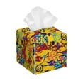 thumbnail image 1 of Rateoe Dancing African Womens Pattern Tissue Box Cover, Modern Square Decorative Leather Facial Paper Case Organizer Holder Dispenser 5X5X5'', 1 of 8