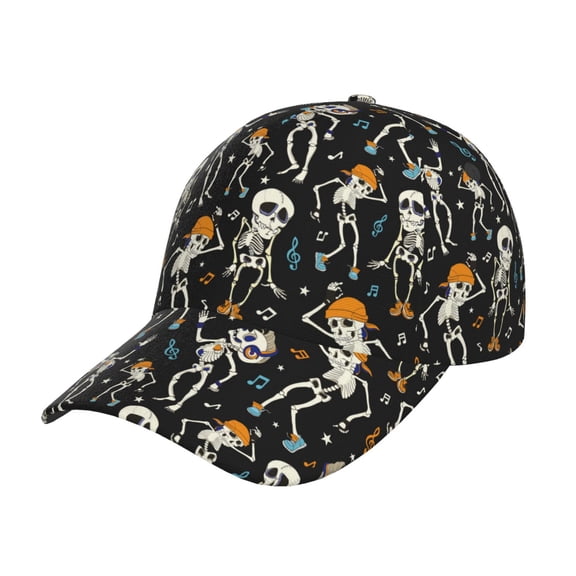 Rateoe Dancing Skeleton Party Pattern Mens Baseball Cap  Adjustable Curved Brim Hat, Soft Cotton Sports Cap for Outdoor, Casual, and Everyday Wear, Comfortable & Breathable