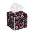 thumbnail image 1 of Rateoe Dancing Skeletons Floral Garden Pattern Tissue Box Cover, Modern Square Decorative Leather Facial Paper Case Organizer Holder Dispenser 5X5X5'', 1 of 8