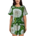 thumbnail image 1 of Rateoe Dandelion Flower In The Meadow Pattern Women's Short-Sleeved Pajama Set - 2 Piece Soft and Lightweight Sleepwear Set-3X-Large, 1 of 7
