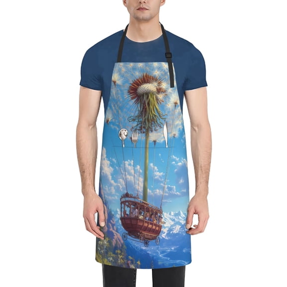 Rateoe Dandelion Hot Air Balloon Aprons with Pocket,Men Womens Aprons Waterproof Adjustable Cooking Aprons for Kitchen Gardening and Salon