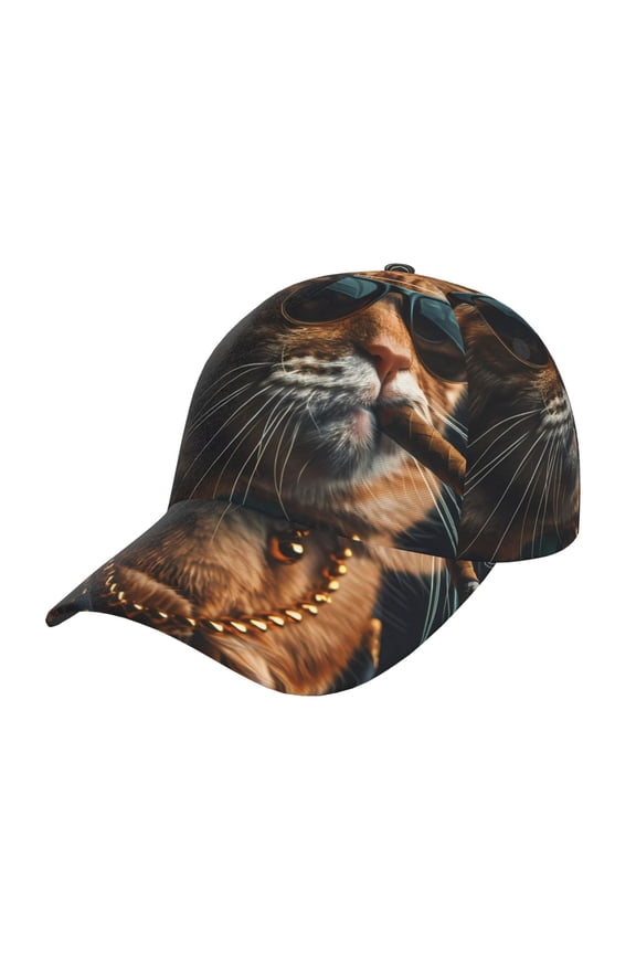 Dapper Cat in Sunglasses Pattern Mens Baseball Cap Adjustable Curved Brim Hat, Soft Cotton Sports Cap for Outdoor, Casual, and Everyday Wear, Comfortable & Breathable