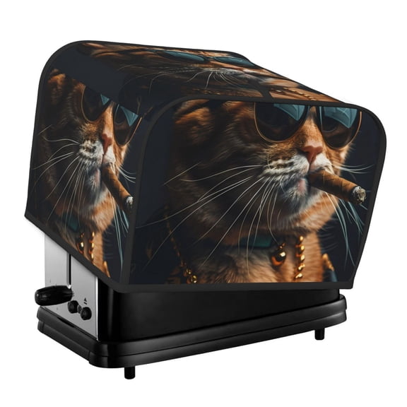 Rateoe Dapper Cat in Sunglasses Pattern Toaster Covers 4 Slice Wide Slot,Bread Machine Cover,Bread Dust Cover & Fingerprint Protection,Appliance Covers
