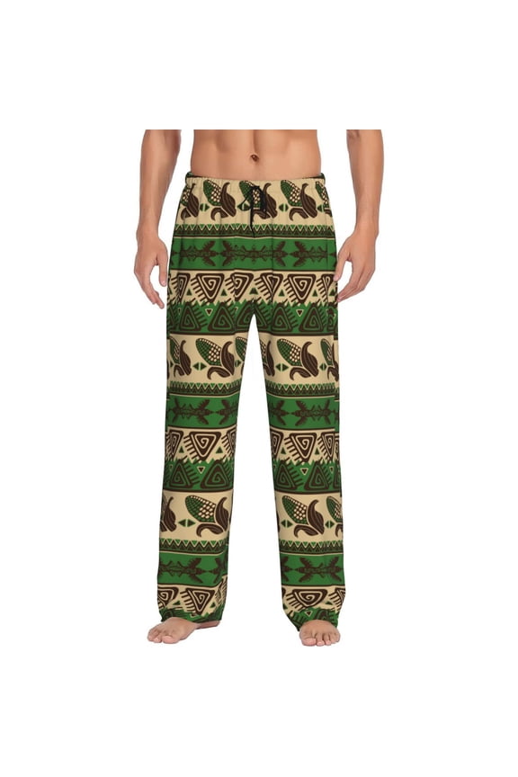 Dark Green Vintage Corn Pattern Pattern Men’s Ultra-Soft Comfy Pajama Lounge Pants Sleepwear,Comfortable Lounge Wear,lightweight Pajamas, Casual Home Wear-Medium
