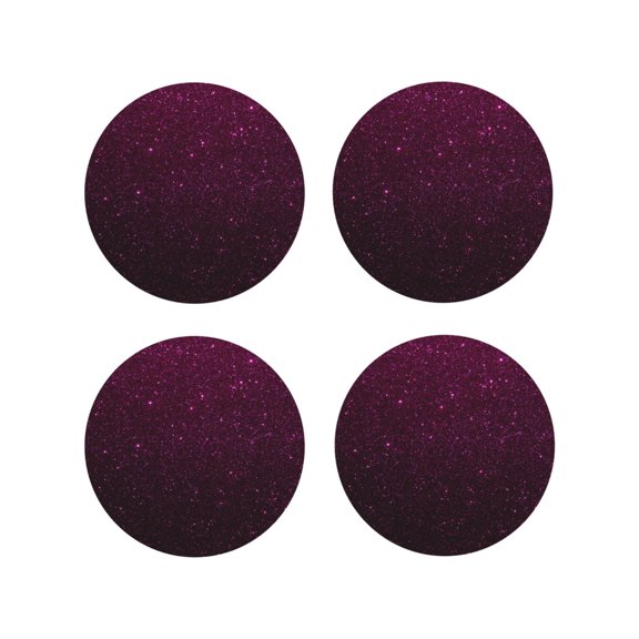 Rateoe Dark Purple Glitter Drawing Drink Coasters Set of 4 Leather Coasters Spill Protection for Table Desk,Durable and Non Slip Leather Coaster ,4 Inches Drink Mats-Round Shape