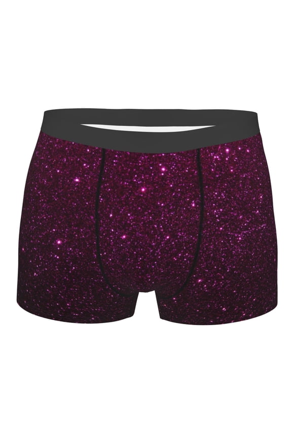 Dark Purple Glitter Mens Boxer Briefs Poly Spandex Performance Boxer Briefs Underwear Hem Boxer Briefs - Large