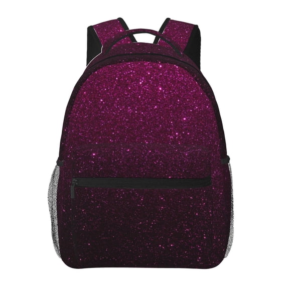 Rateoe Dark Purple Glitter Pattern Casual Backpack for School, Work, Travel – Adjustable Straps, Multiple Compartments – Ergonomic Design, Fits Laptops and Tablets