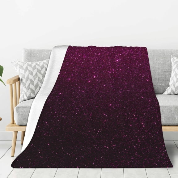 Rateoe Dark Purple Glitter Pattern Flannel Throw Blanket, Ultra-soft Blanket for Bed, Couch, Car, Hypoallergenic Anti-pilling blanket-60"x50"(Vertical)