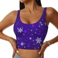 thumbnail image 1 of Rateoe Dark Purple Snowflakes Print Womens' Sports Bras Scoop Neck Sports Vest- Padded U Back Seamless High Impact Support-Medium, 1 of 1