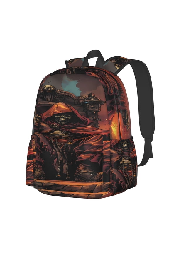 Dark Skull King Throne Pattern Student Backpack,Backpack for School,Lightweight Bag,Travel Backpack,Outdoor Backpack,Large Capacity Backpack
