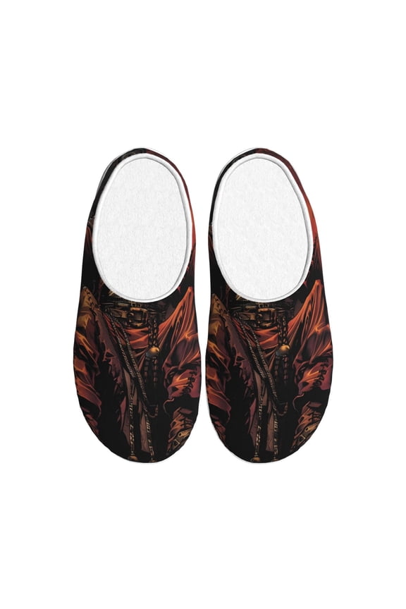 Dark Skull King Throne Print Women's Men's Cotton Knit Slippers Lightweight Memory Foam Indoor House Shoes with Anti-Skid Sole-37/38